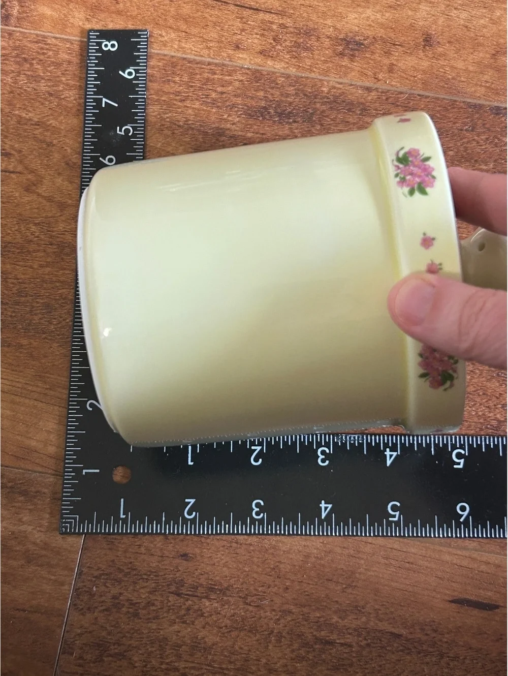 Vintage Kitchen Art Ceramic Canister with Pink Floral Design and Lid